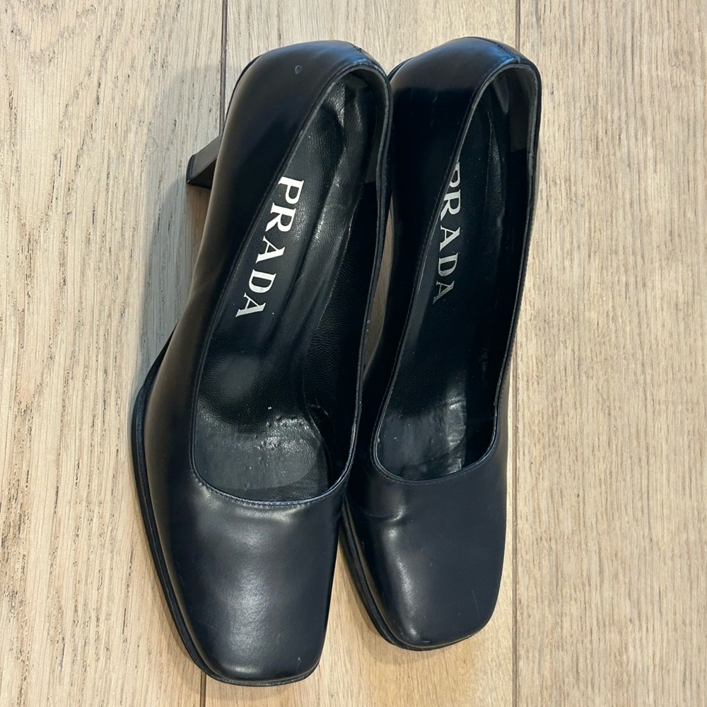 Prada Black Leather Heels